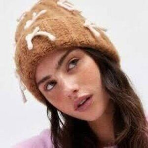 Urban Outfitters Tied With A Bow Ribbed Knit Beanie